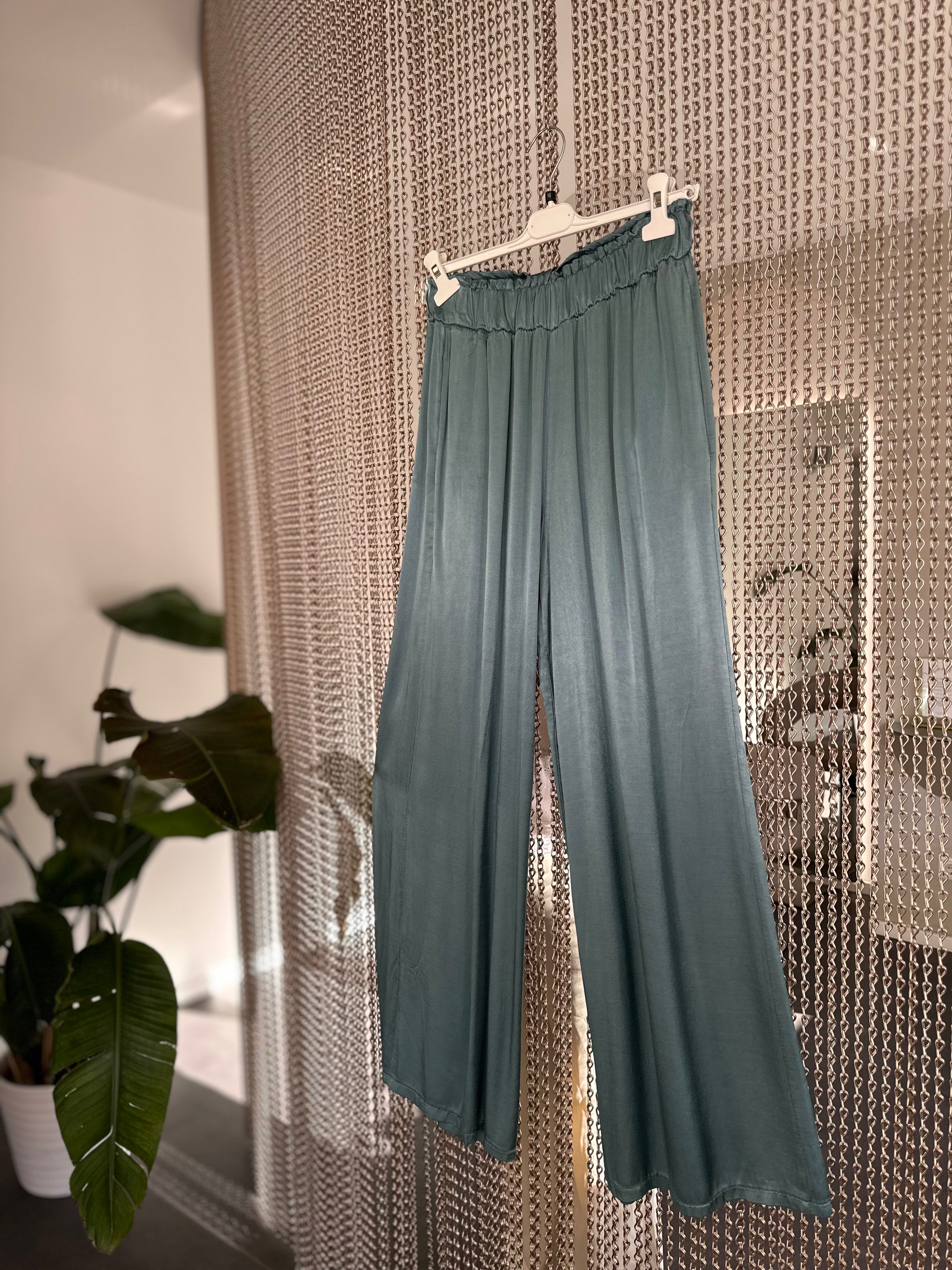 Hose mit weitem Bein in Türkis