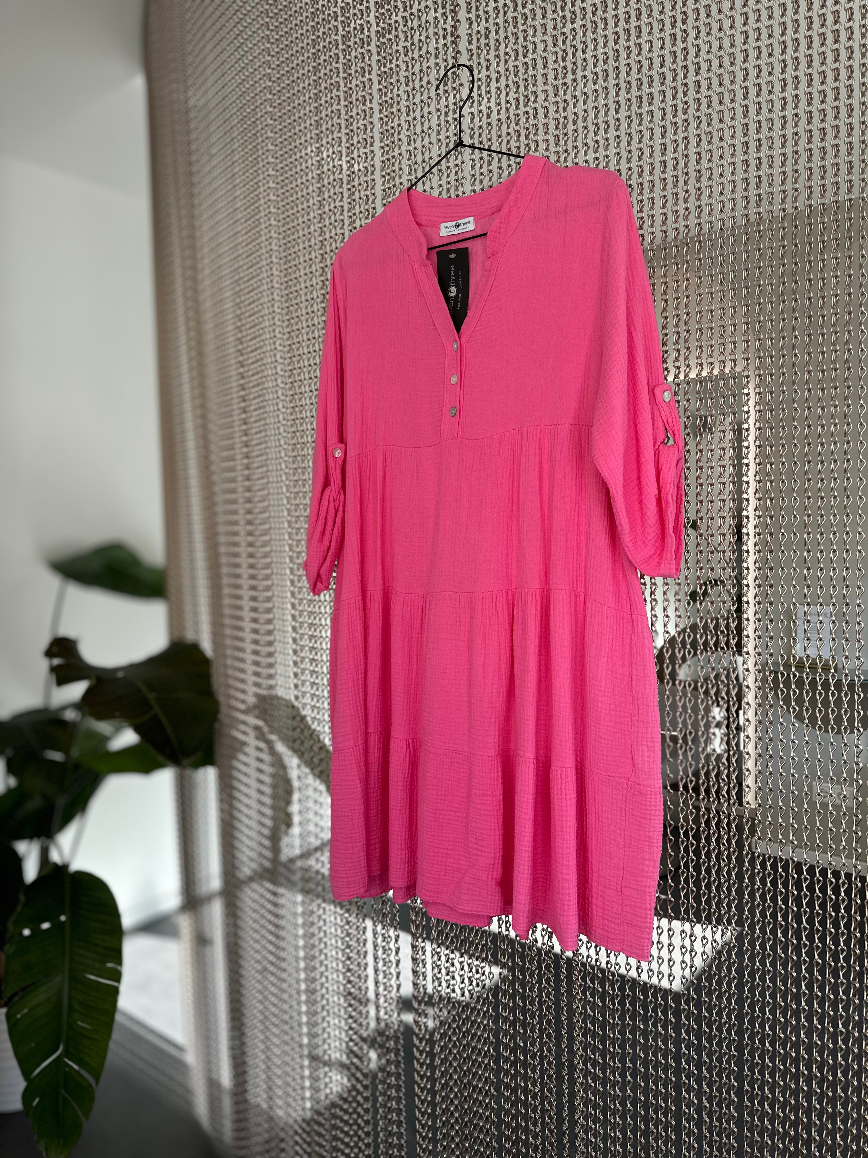Musselin Kleid knielang in Pink
