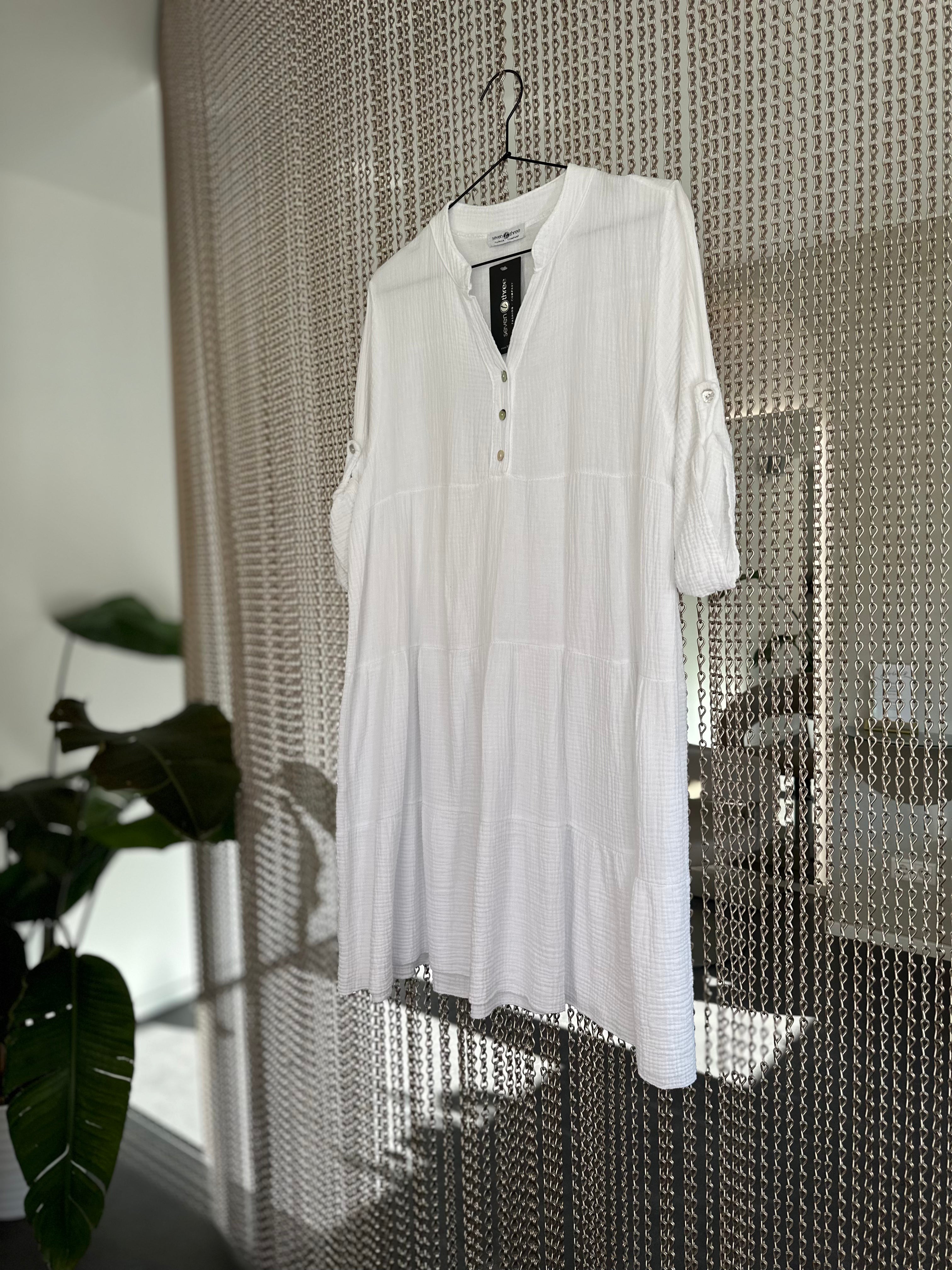 Musselin Kleid knielang in Weiß